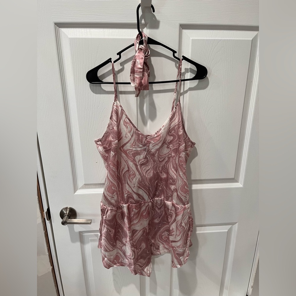 Adore Me Pink Marble Pajama Romper
